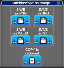 Save or copy kaleidoscope in various formats